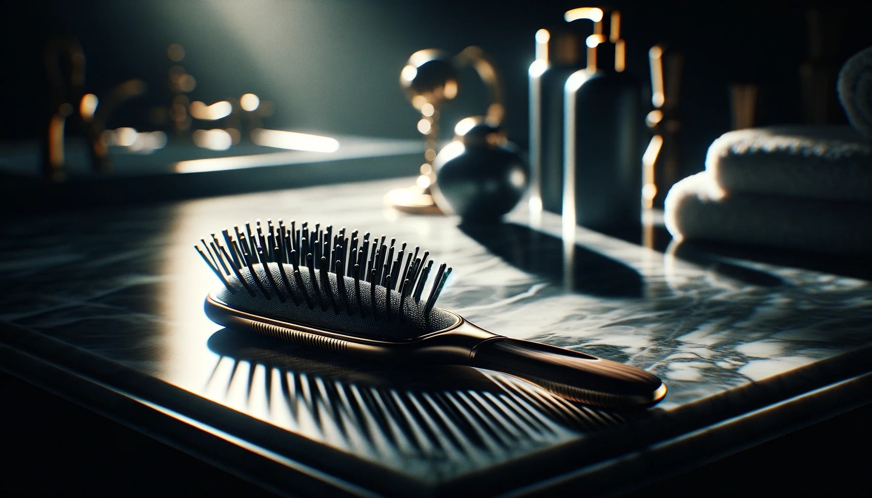 Close up of a detangling brush for hair extensions