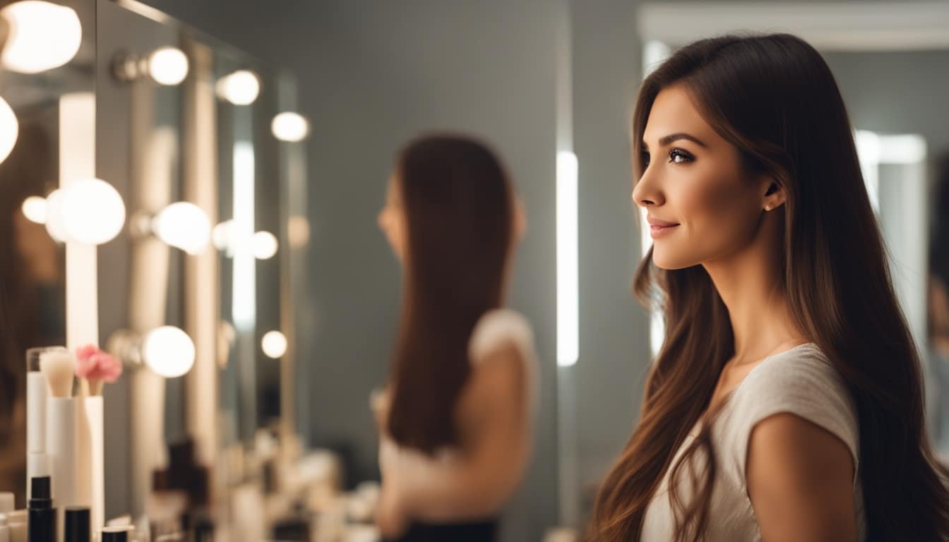 woman with smooth, shiny hair after a keratin treatment