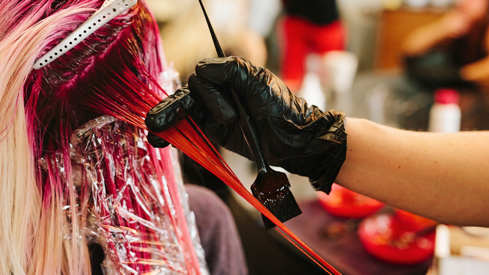 Woman getting her hair colored in Houston