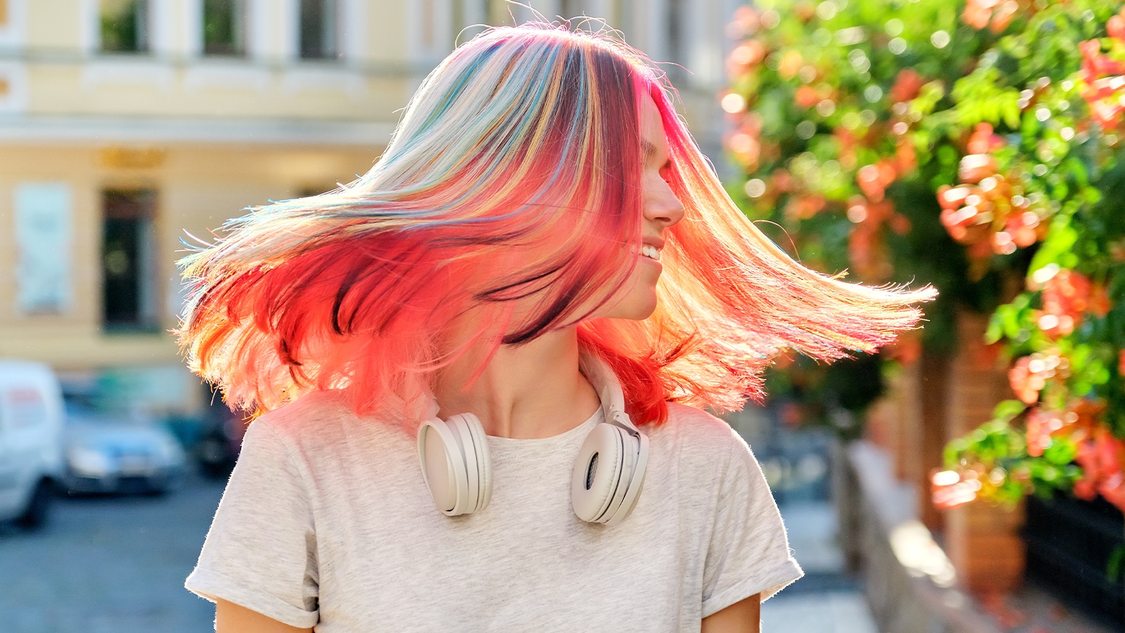 Teenager With Colorful Hair in Houston
