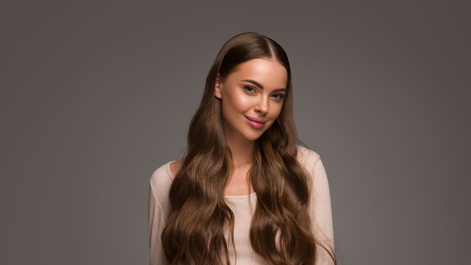 Happy woman with hair extensions