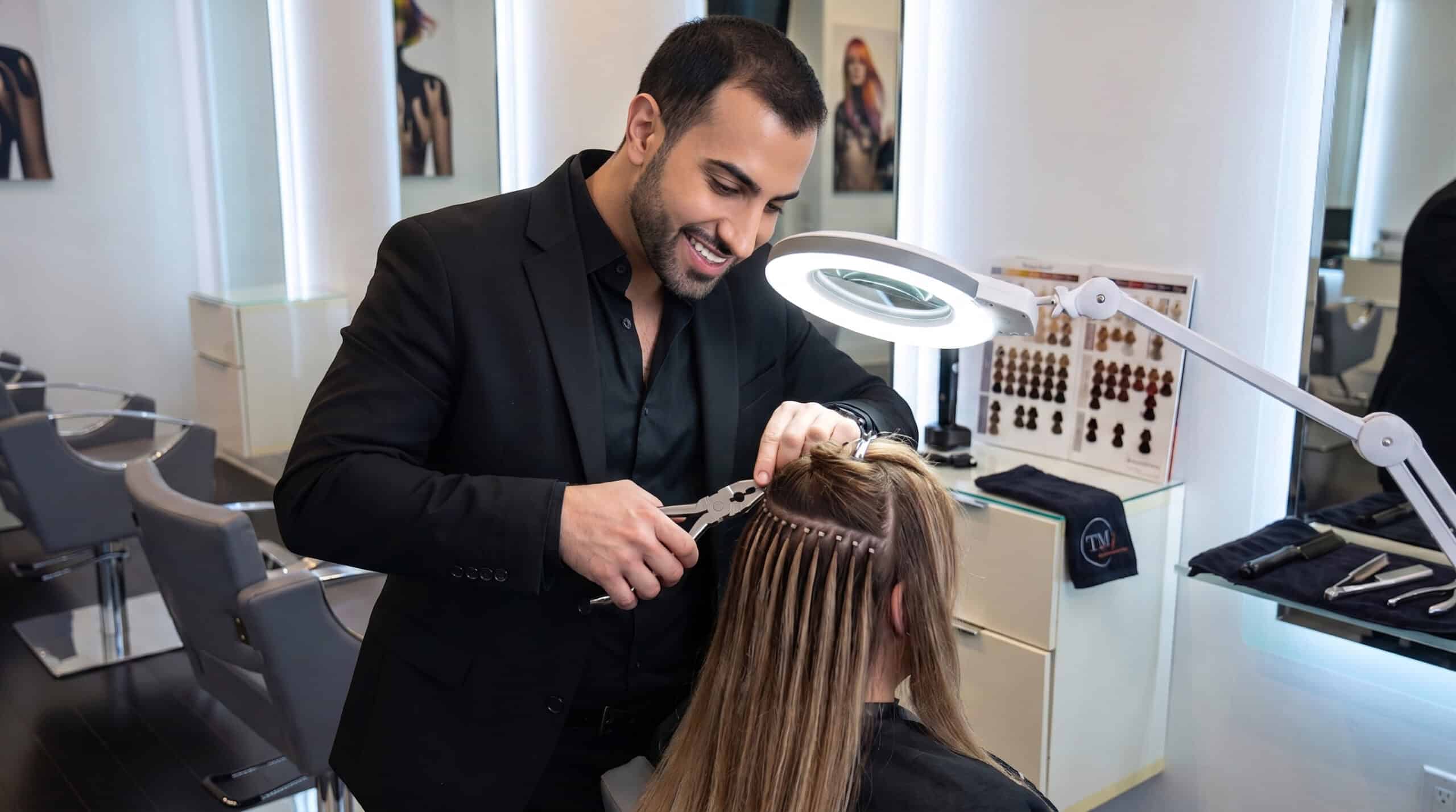 Sal installing NBR in Houston at Trademark Salon