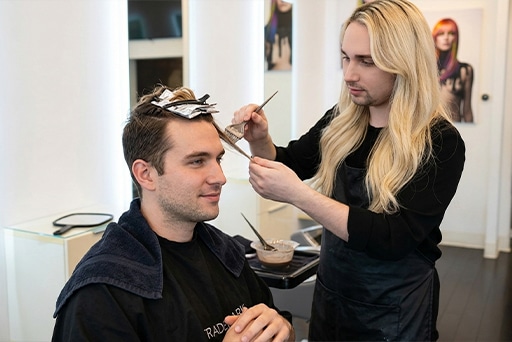 Mens Hair Color Application at Salon
